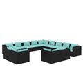 Black 13-Piece PE Rattan Outdoor Sectional Sofa B439