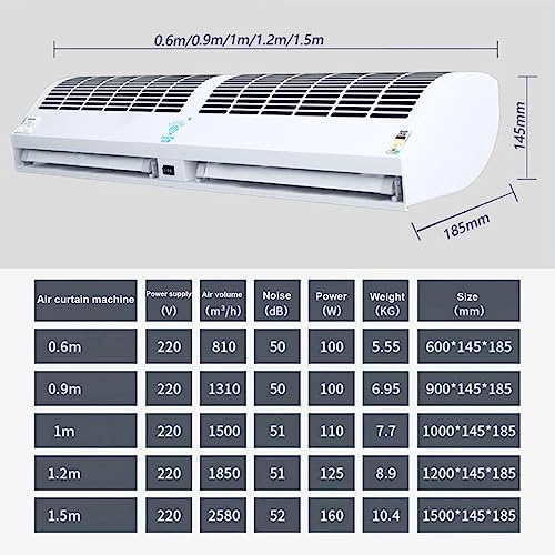 Wall Mounted Air Curtain Fan 90cm Remote Controlled 2 Speeds G273226