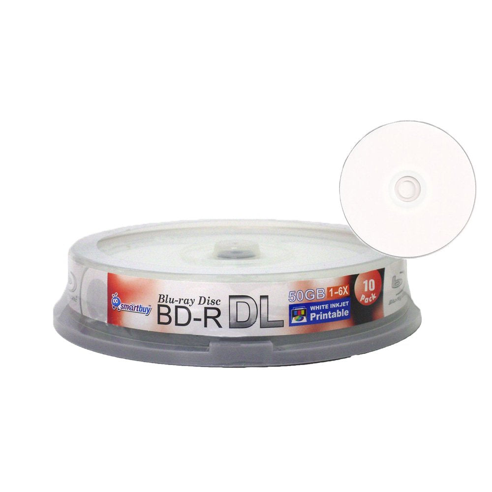 50gb 6X Blu-ray Bd-r Dl White Inkjet Hub Printable Disc (10-Disc) J155