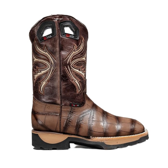 Genuine Leather Alligator Skin Print Western Work Boots X872544