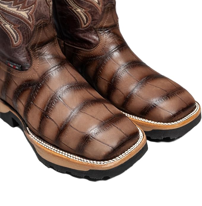 Genuine Leather Alligator Skin Print Western Work Boots X872544