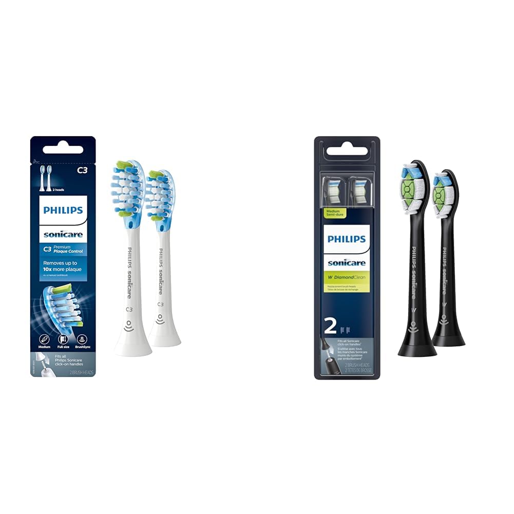 White and Black Replacement Toothbrush Heads, 2 Brush Heads G11483