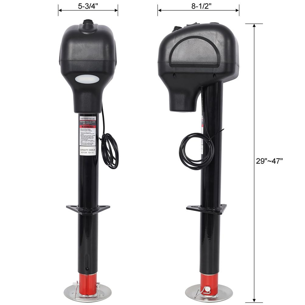 3500 lbs 12V Electric Trailer Jack with 18" Drop Leg F1501