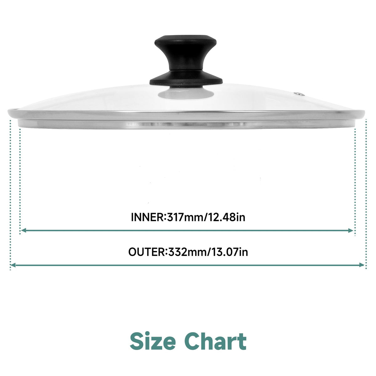 13 In Tempered Glass Lid for Cookware G238609