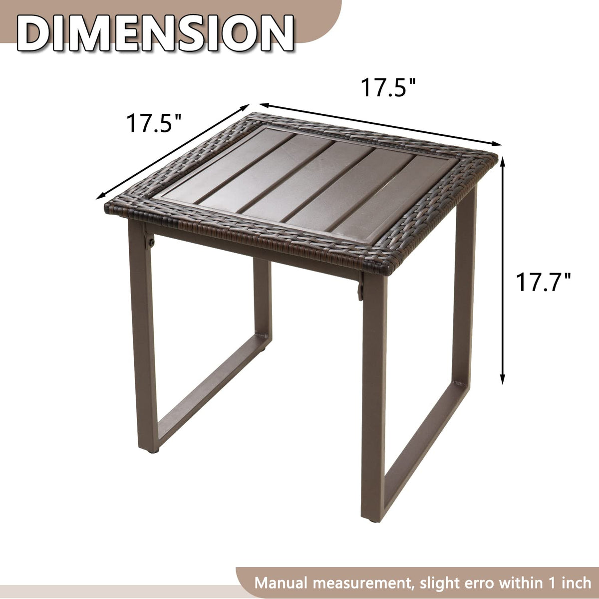 Brown Wicker Outdoor Side Table Set of 2 R978