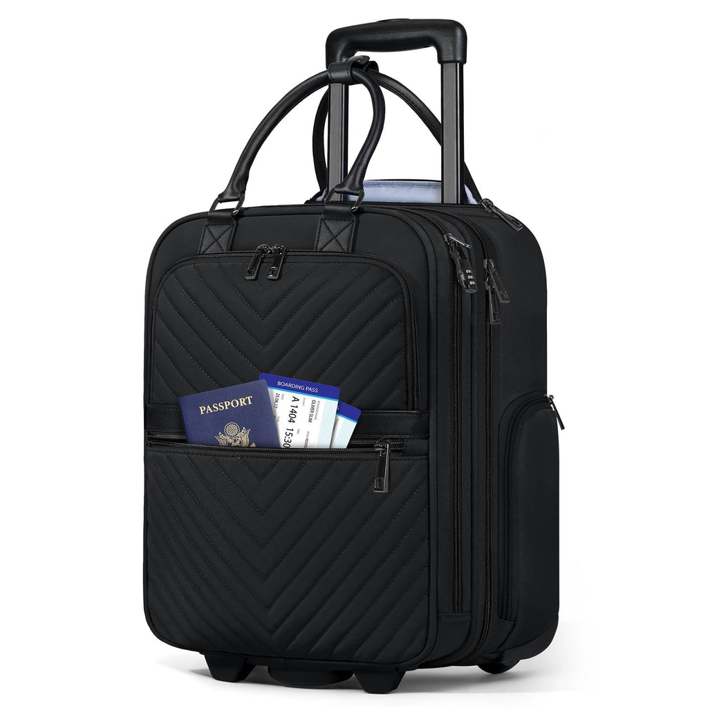 16-inch Lightweight Softside Underseat Carry On Luggage with Wheels Black Y35480