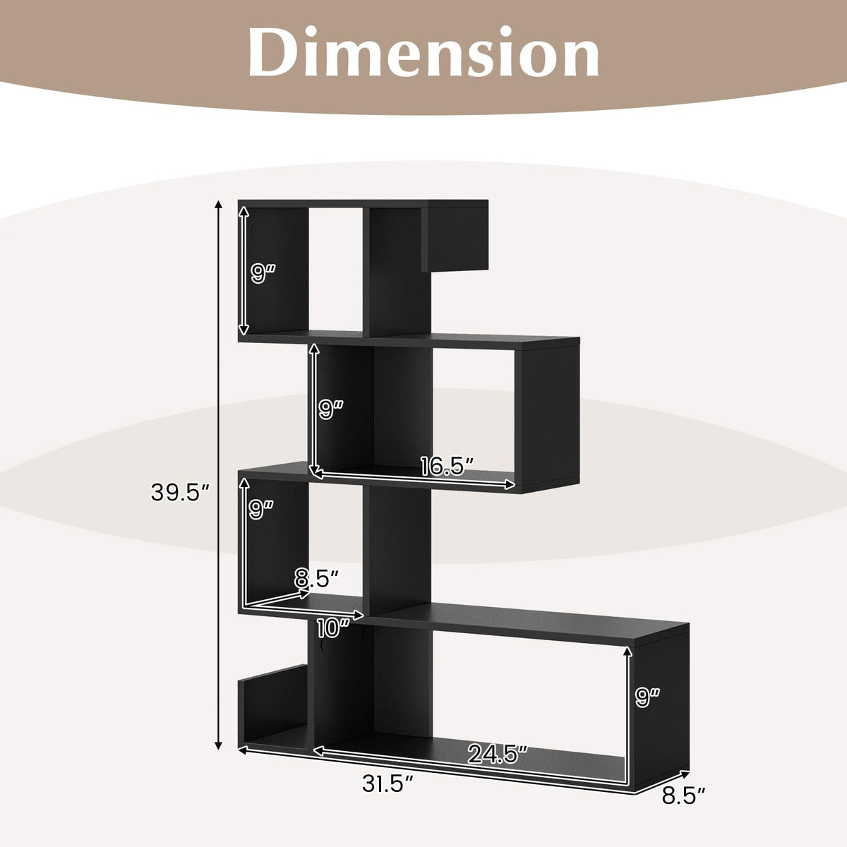 5-Tier Geometric Bookshelf E850