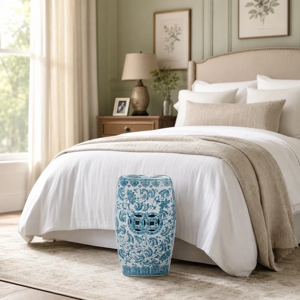 Teal Blue Ceramic Garden Stool U71194