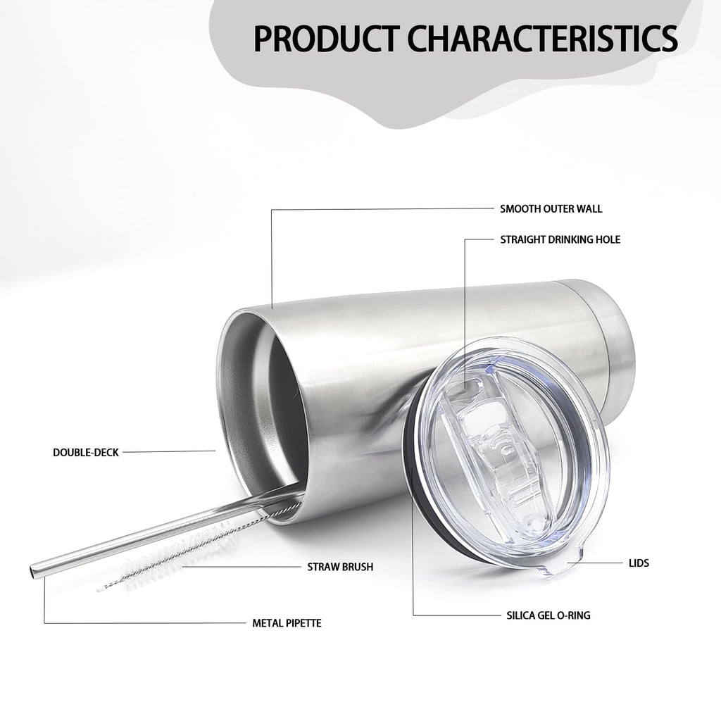12 Pack Insulated Stainless Steel Tumbler with Lid and Straw V655