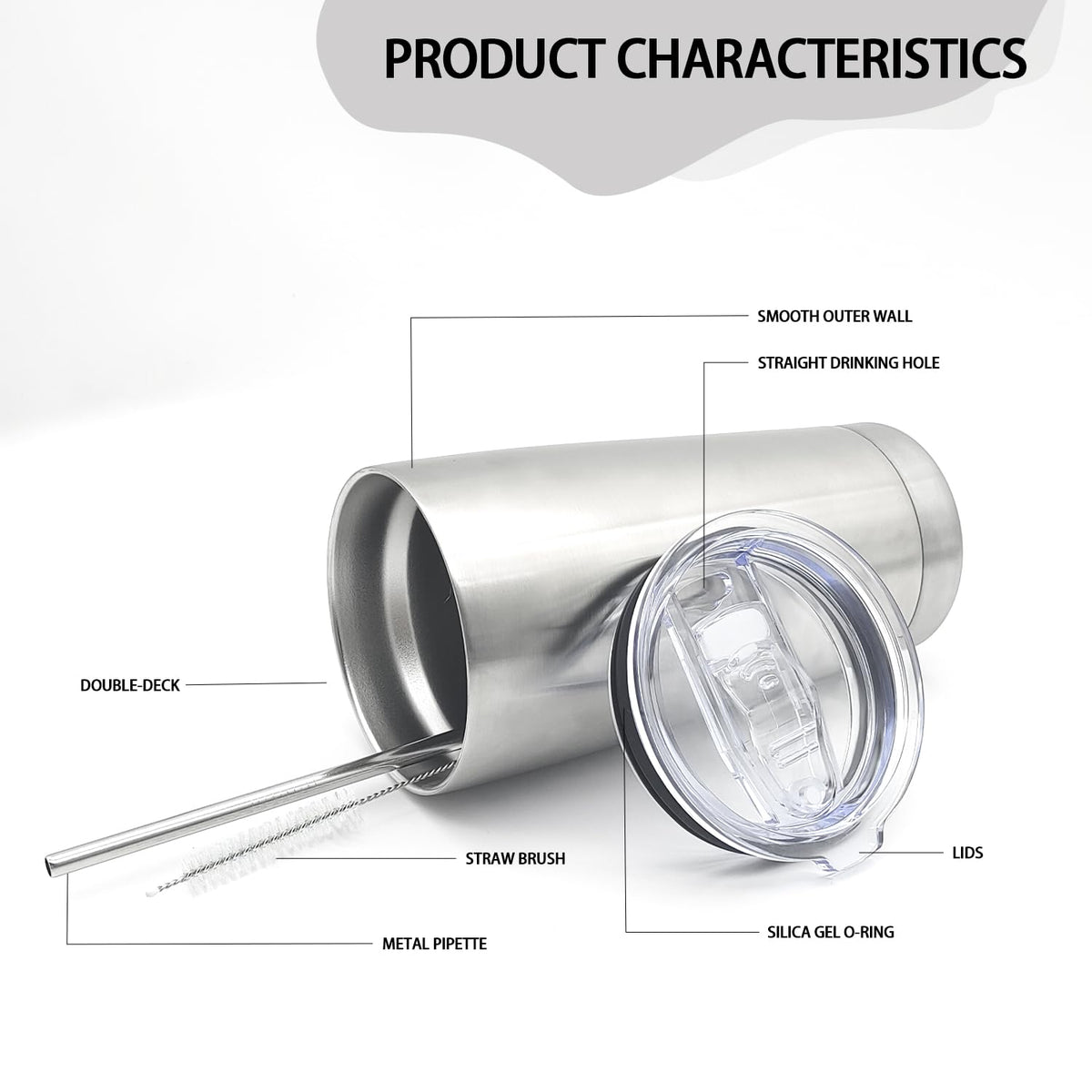12 Pack Insulated Stainless Steel Tumbler with Lid and Straw V655