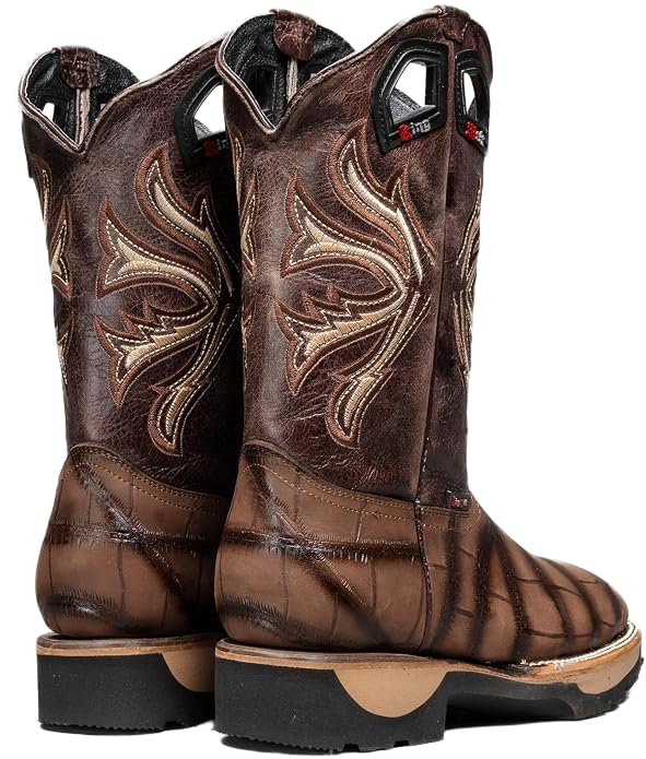 Genuine Leather Alligator Skin Print Western Work Boots X872544