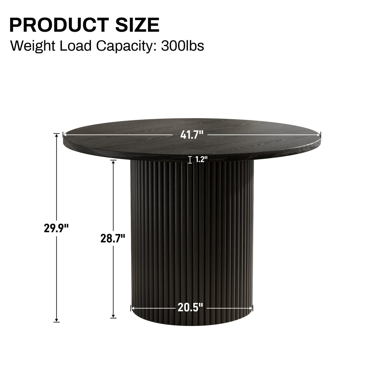 41.7" Round Black Wood Dining Table W4553