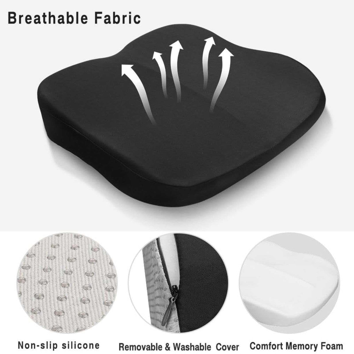 Memory Foam Seat Cushion Non-Slip Car Booster Pad with Adjustable Strap Q36832