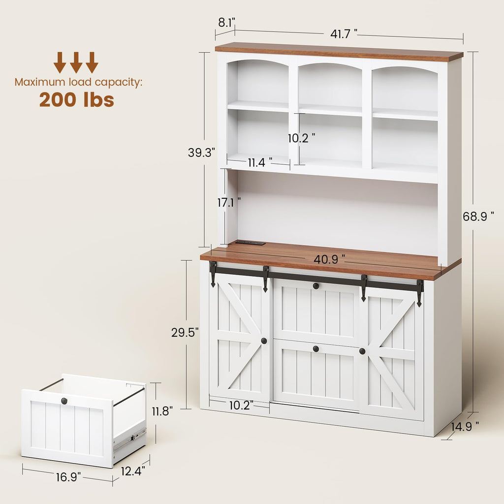 White 2 Drawer File Cabinet with Power Strip and Storage Shelf D842