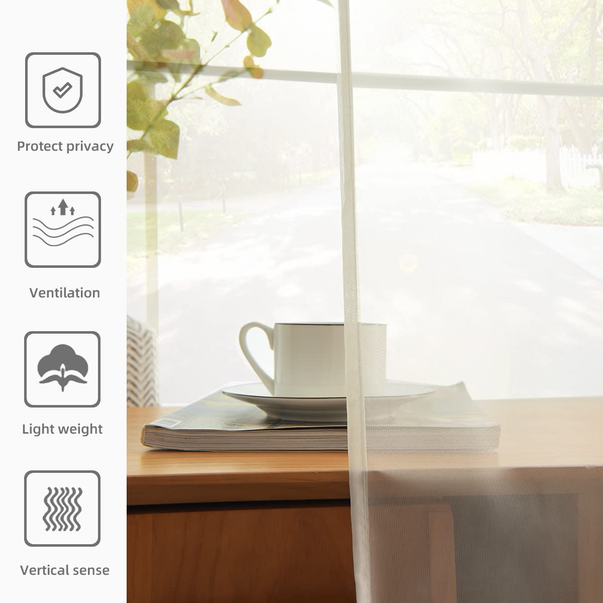Solid Sheer Rod Pocket Curtain 2 Panels 52 Inch Width 84 Inch Long T935551