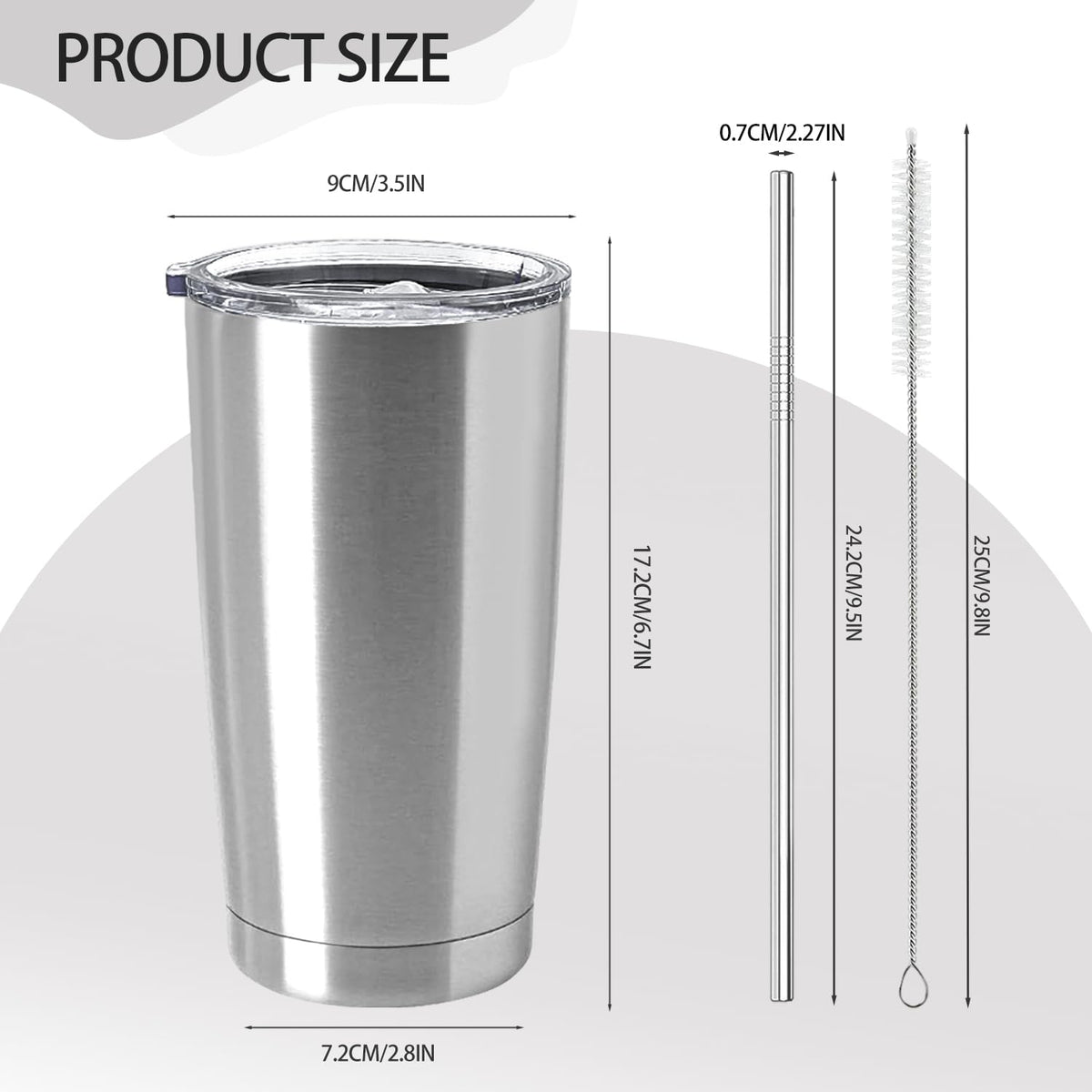 12 Pack Insulated Stainless Steel Tumbler with Lid and Straw V655