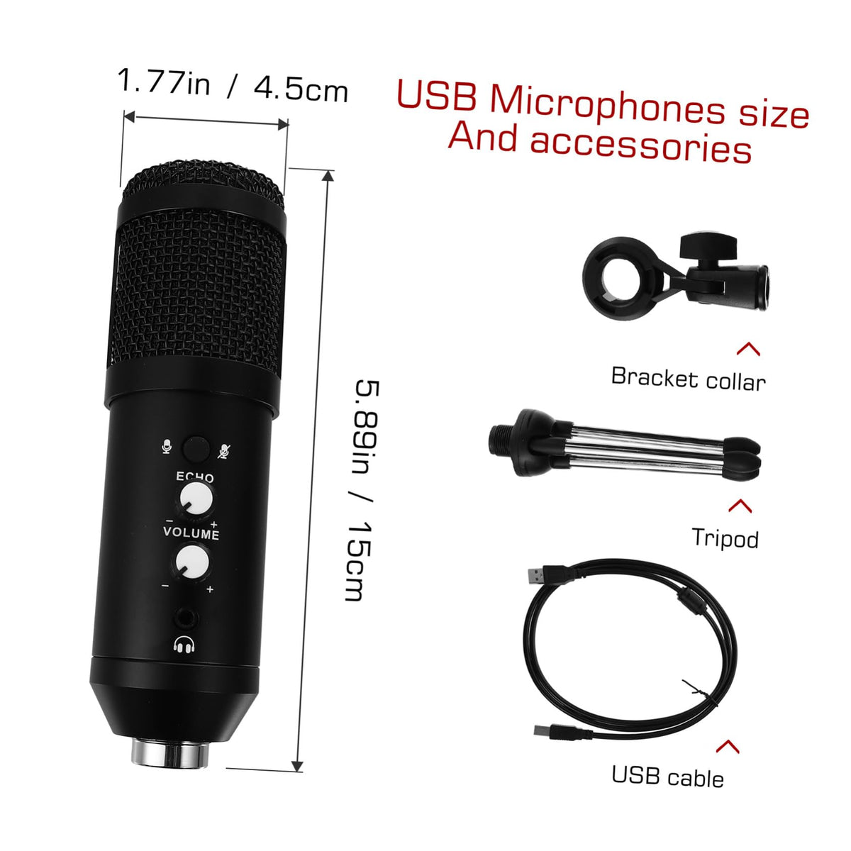 USB Condenser Microphone with Tripod Stand and USB Cable C76213