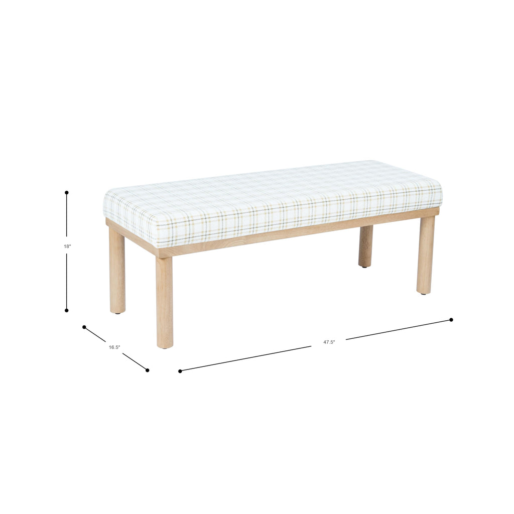 Natural Plaid Woven Fabric Bench Y592
