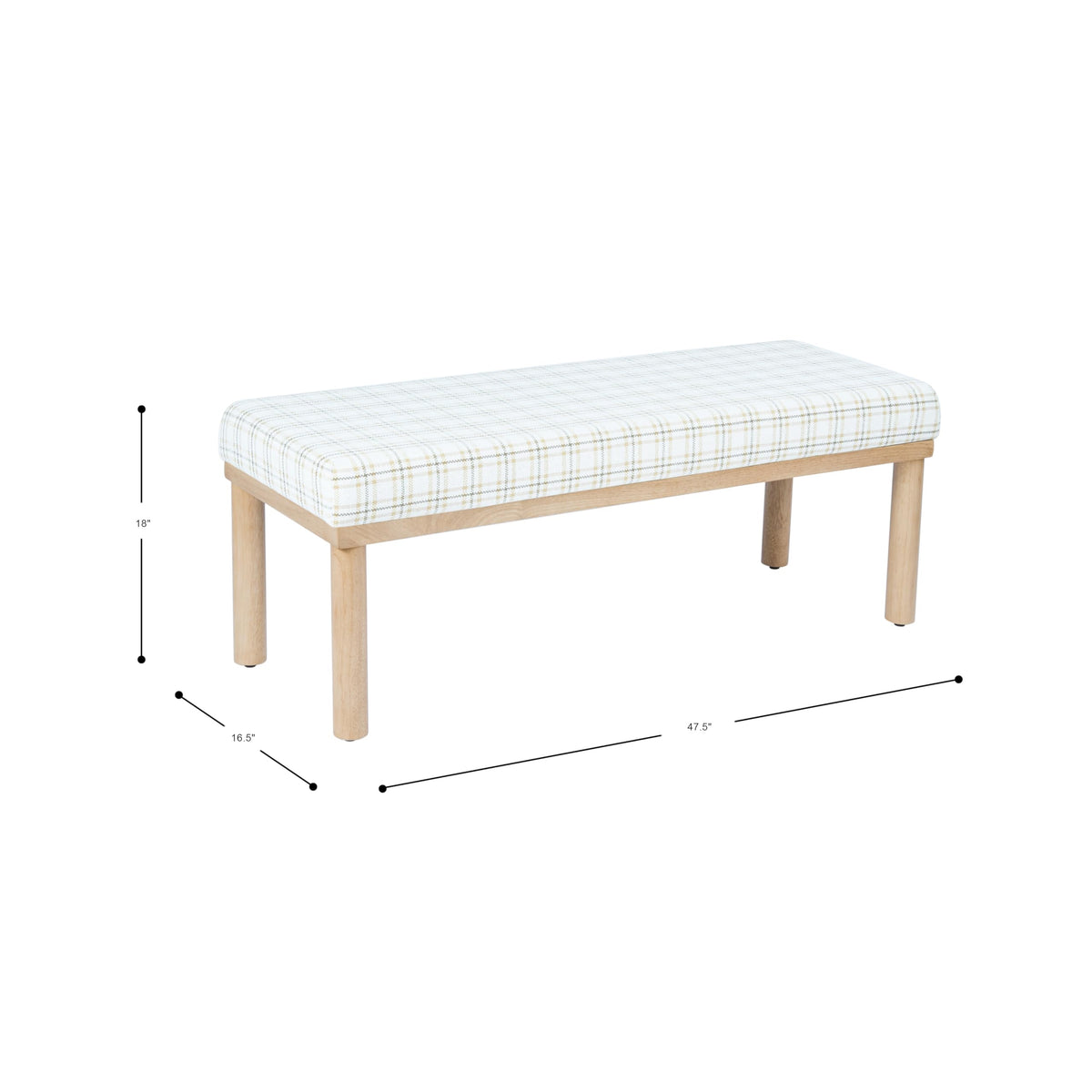 Natural Plaid Woven Fabric Bench Y592