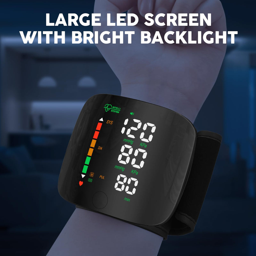 Wrist Blood Pressure Monitor Led Display Black P184