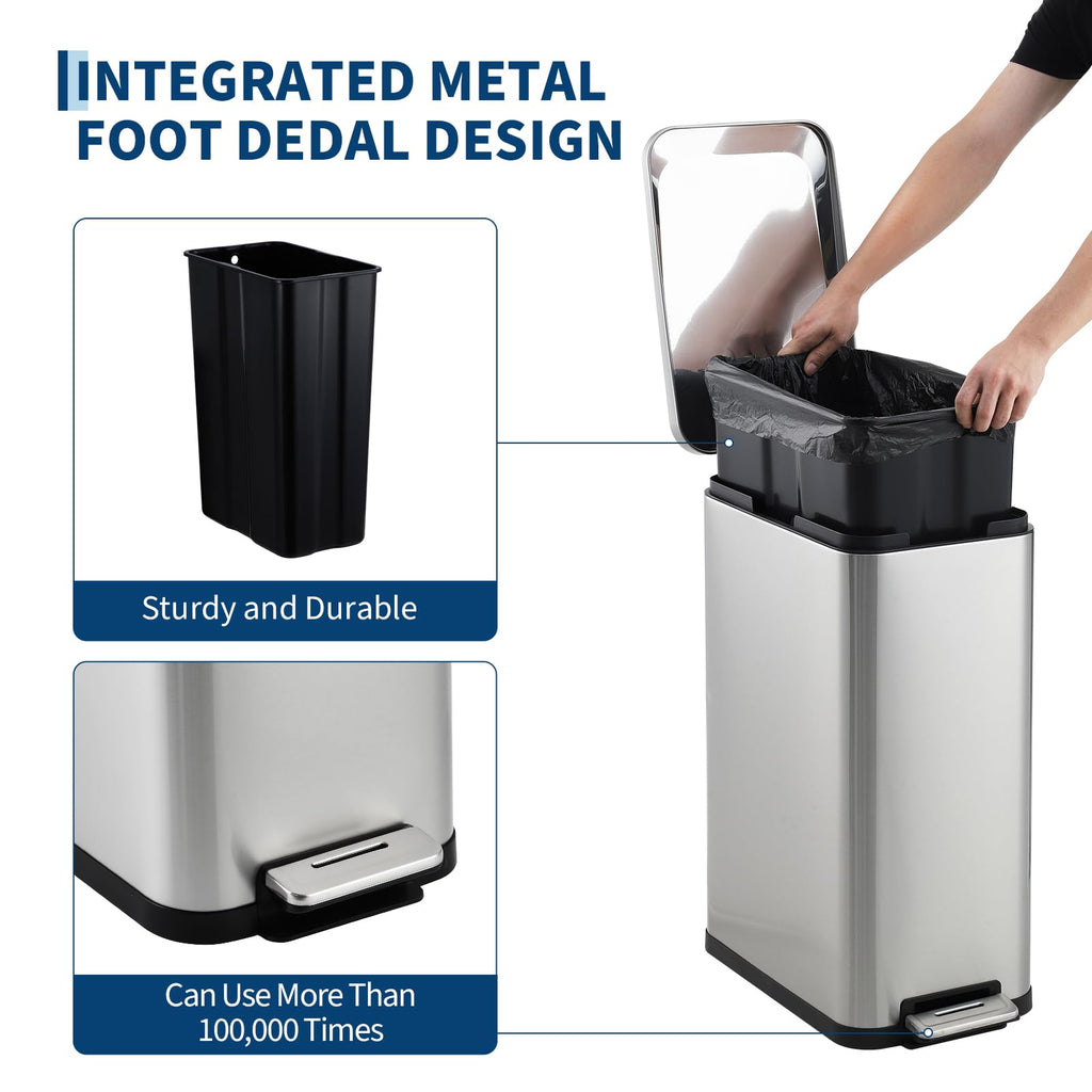 13.2 Gallon Stainless Steel Step Trash Can D2221