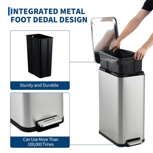 13.2 Gallon Stainless Steel Step Trash Can D2221