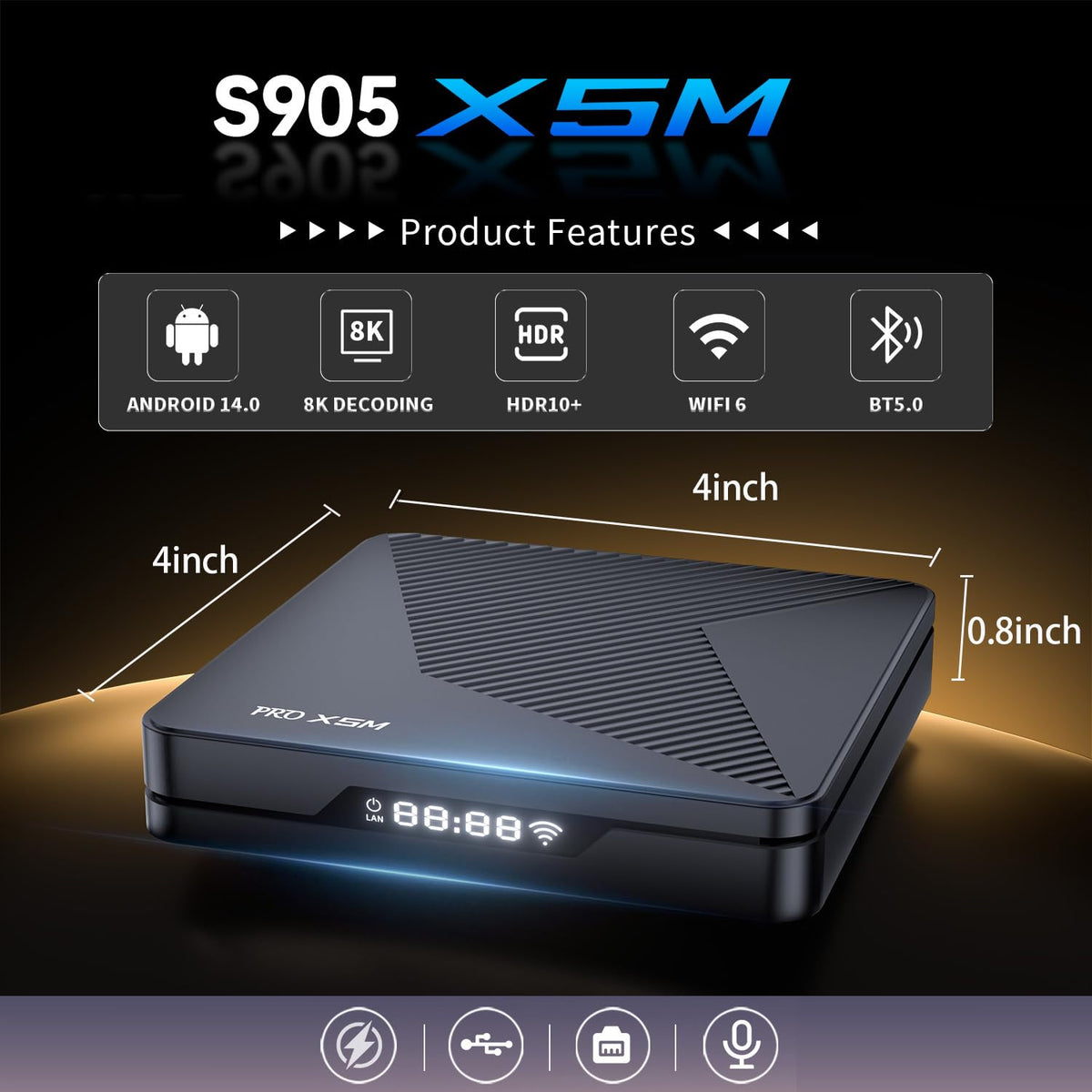 Android 14.0 TV Box 2GB RAM 16GB ROM 4K HDR10+ O7611