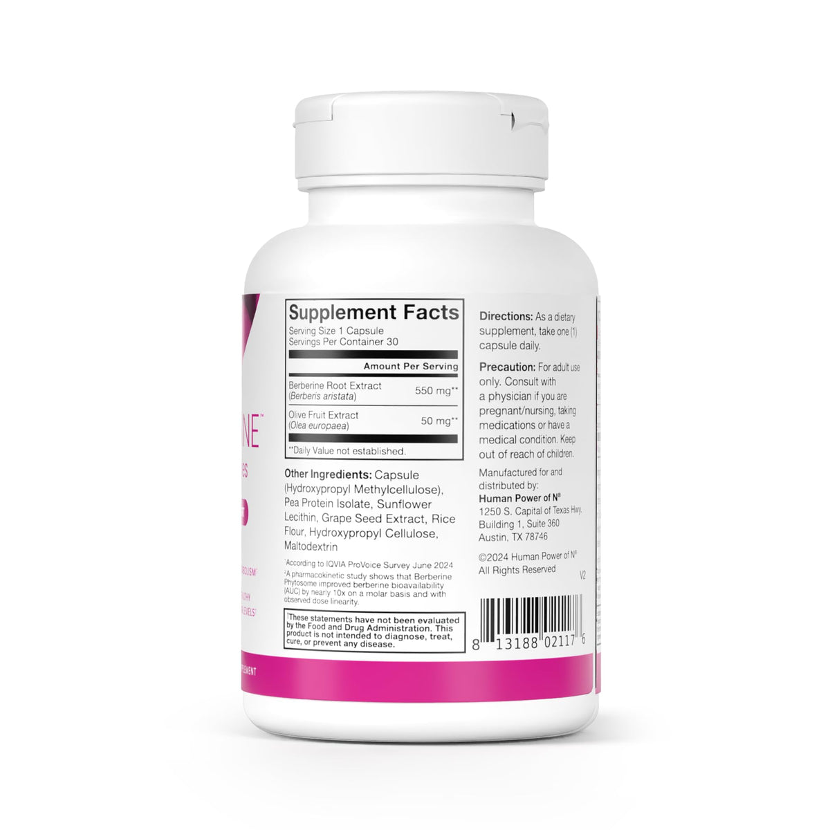 550mg Berberine Capsules 30 Ct F8277