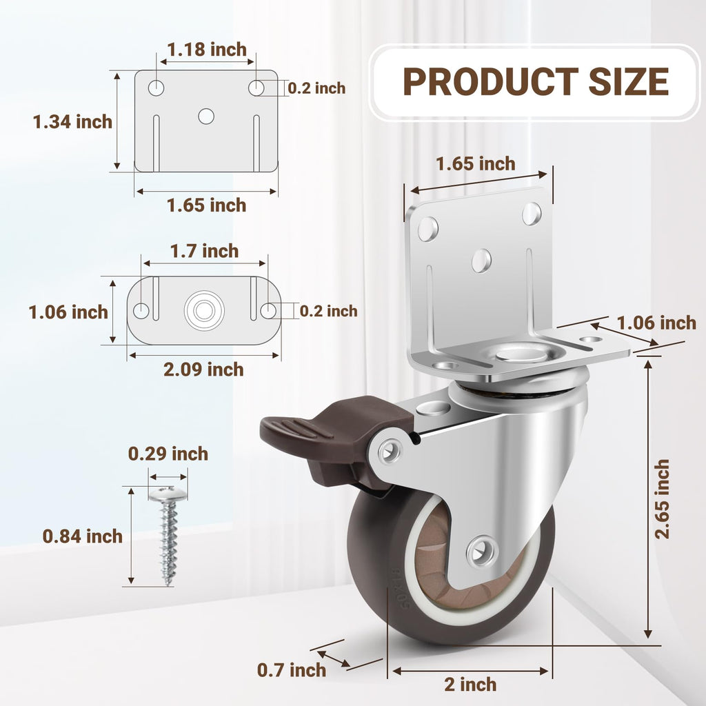 2 Inch L-Shaped Rubber Caster Set of 4 Q39882
