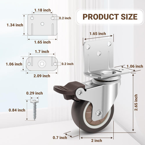 2 Inch L-Shaped Rubber Caster Set of 4 Q39882