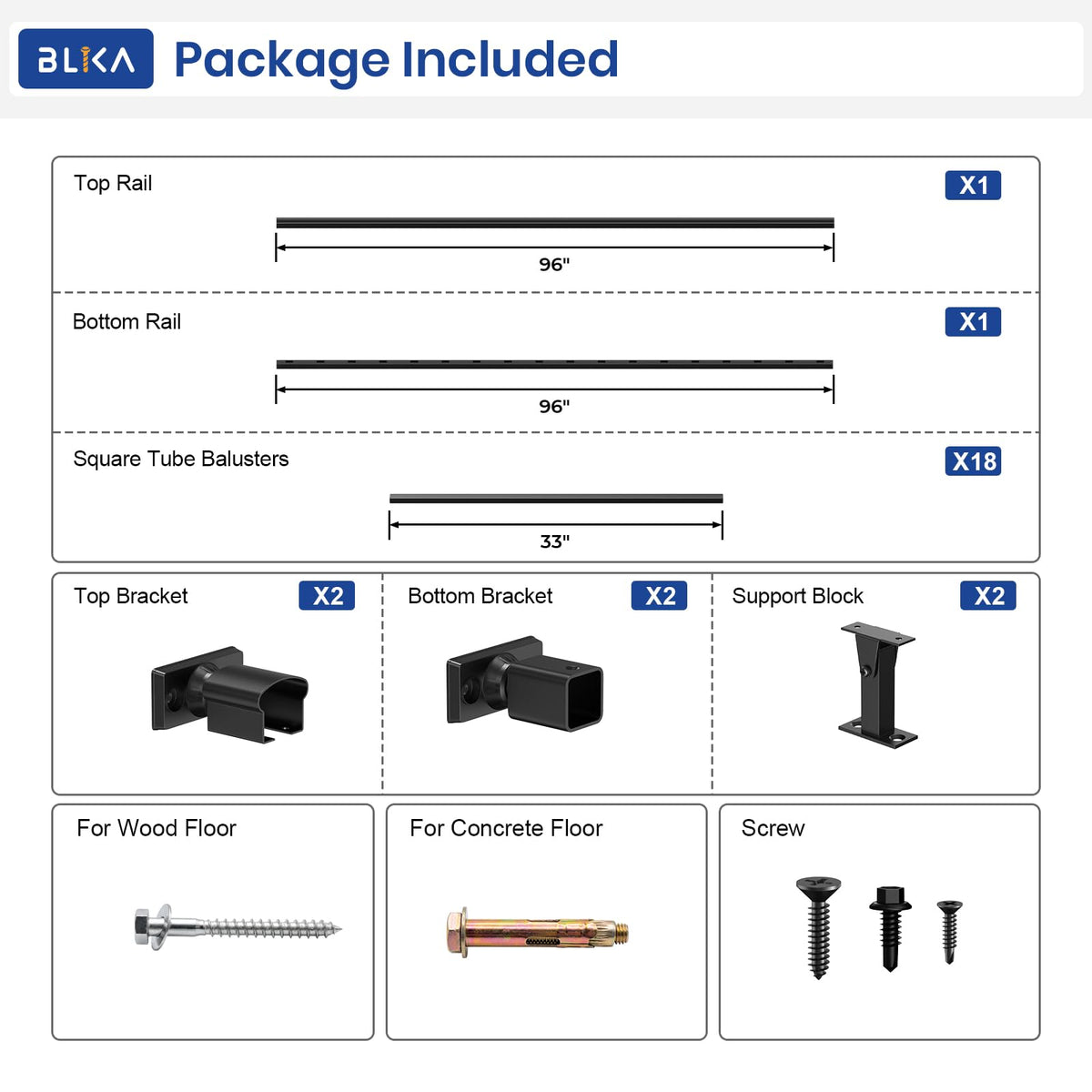 36 in. x 8 ft. Matte Black Aluminum Stair Railing Kit I18930