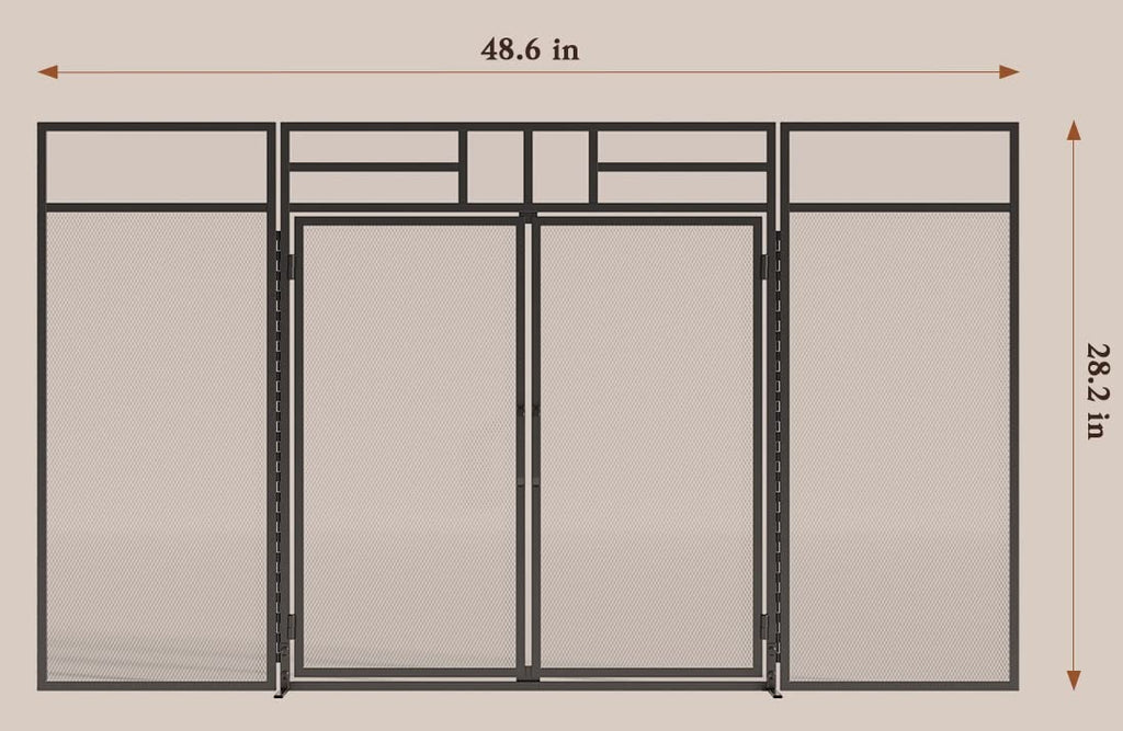 3-Panel Magnetic Fireplace Screen Wrought Iron Spark Guard H21895