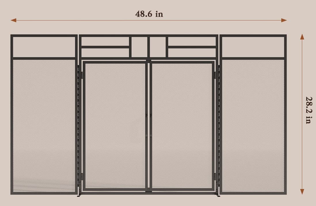 3-Panel Magnetic Fireplace Screen Wrought Iron Spark Guard H21895