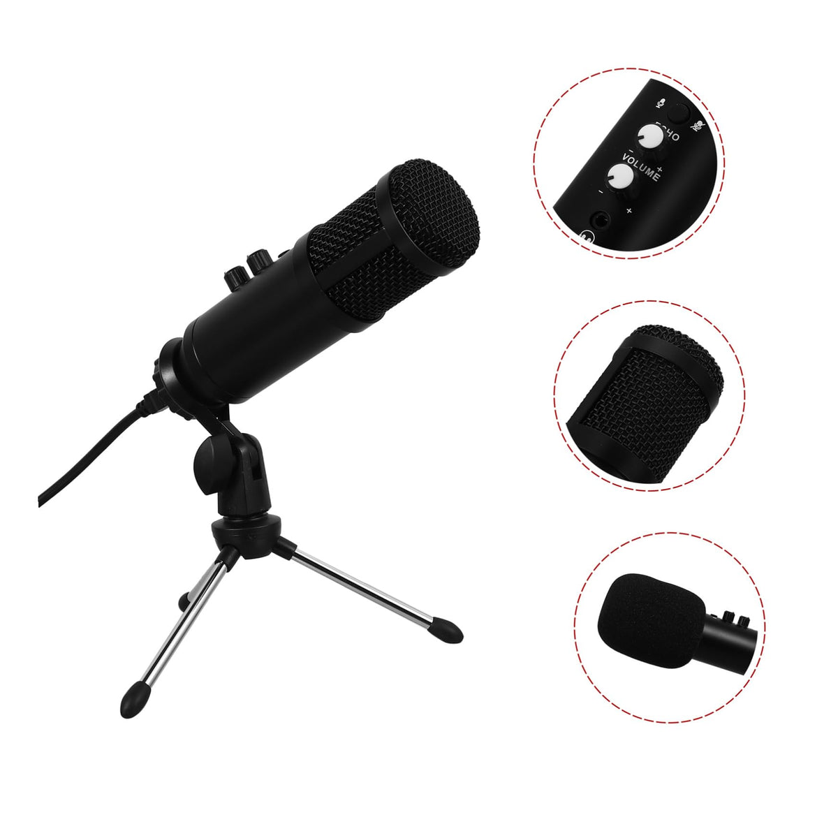 USB Condenser Microphone with Tripod Stand and USB Cable C76213