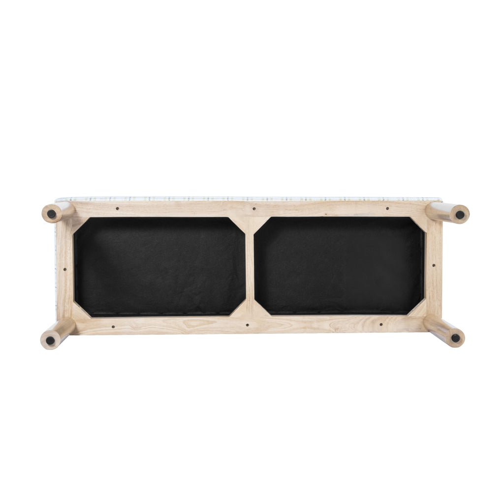 Natural Plaid Woven Fabric Bench Y592
