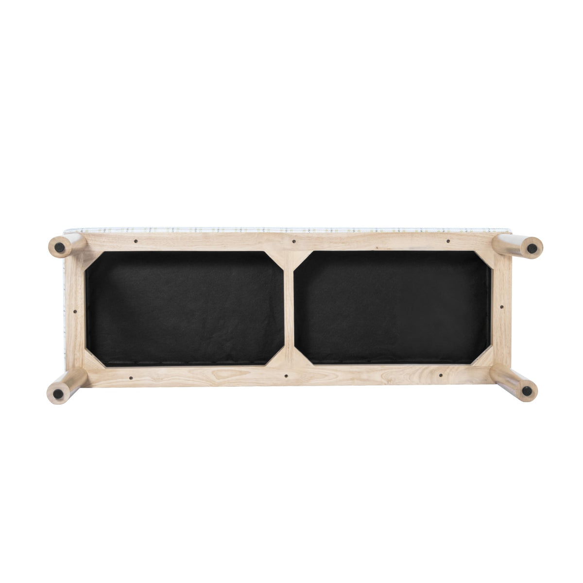 Natural Plaid Woven Fabric Bench Y592