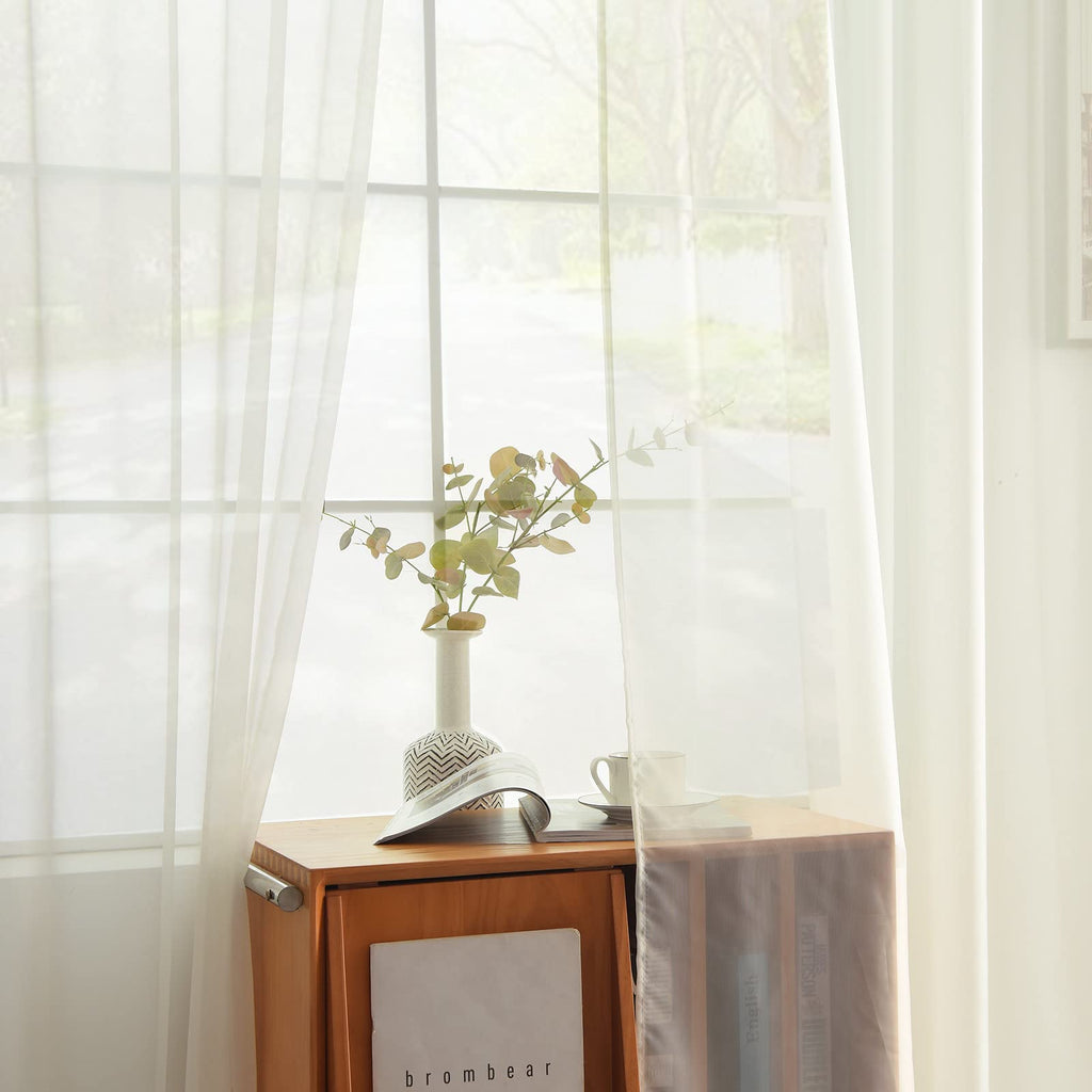 Solid Sheer Rod Pocket Curtain 2 Panels 52 Inch Width 84 Inch Long T935551
