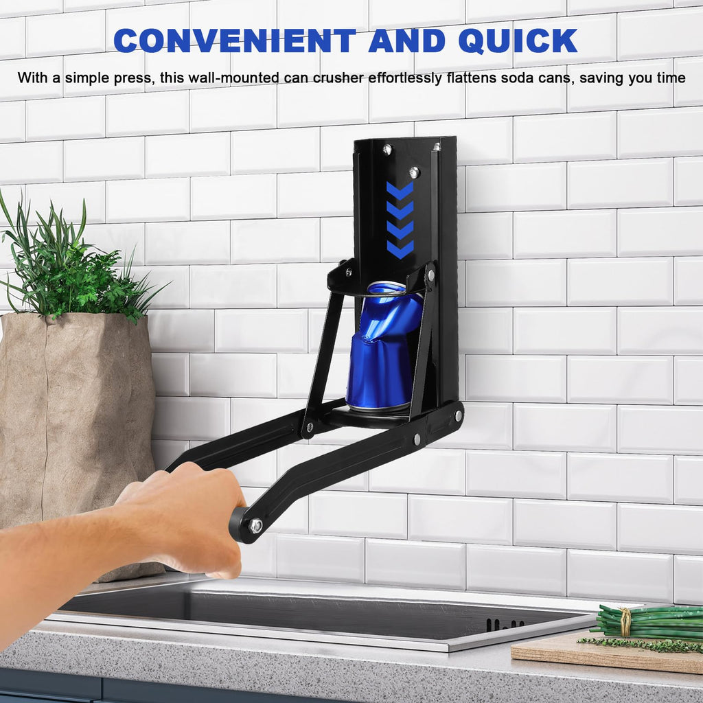 Black Wall Mounted Can Crusher with Bottle Opener M80463
