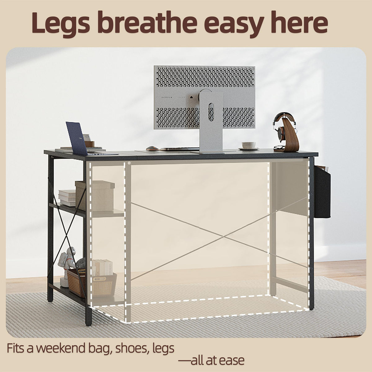 40 inch L Shaped Computer Desk with Power Outlets J828423