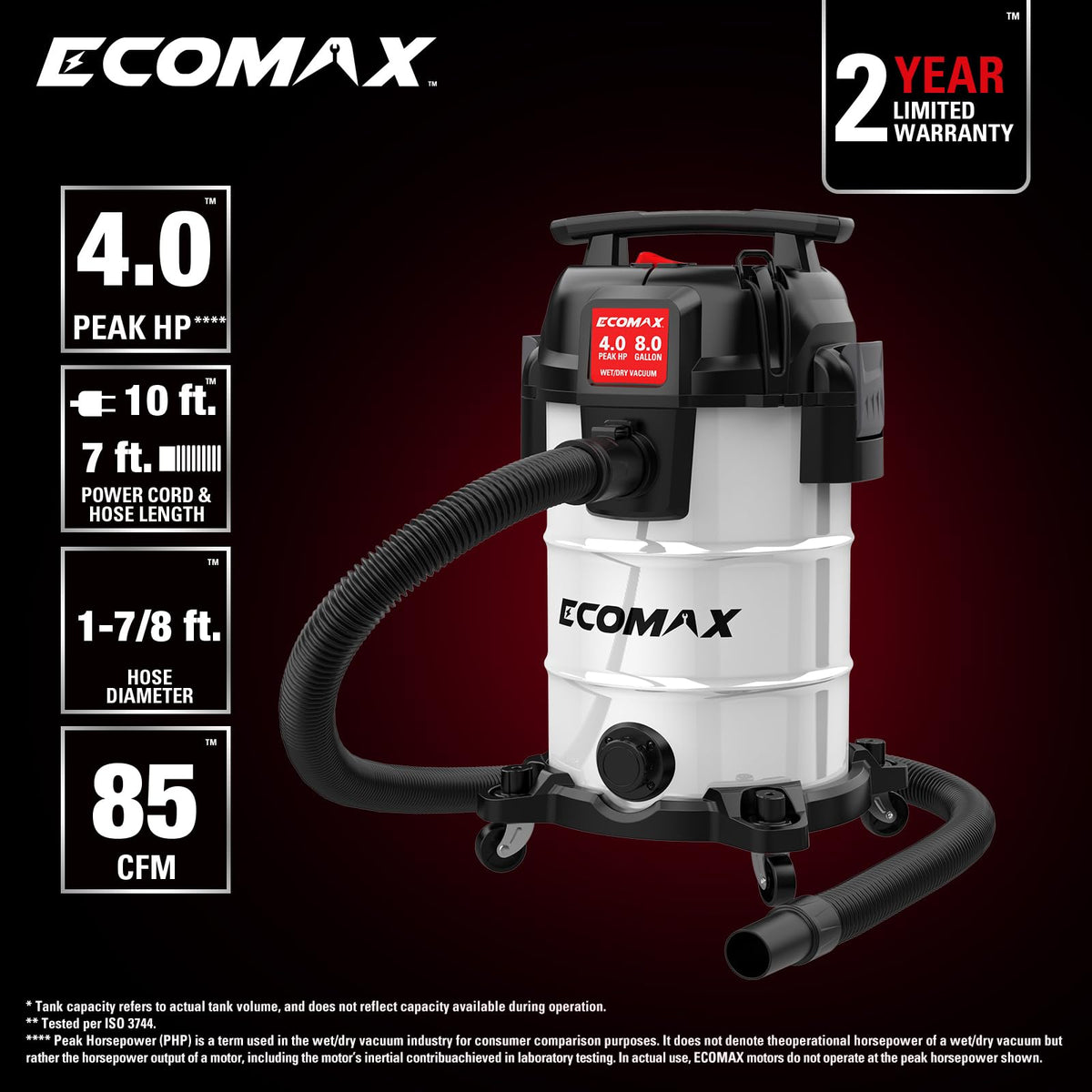 8 Gallon Stainless Steel Wet and Dry Shop Vacuum I167