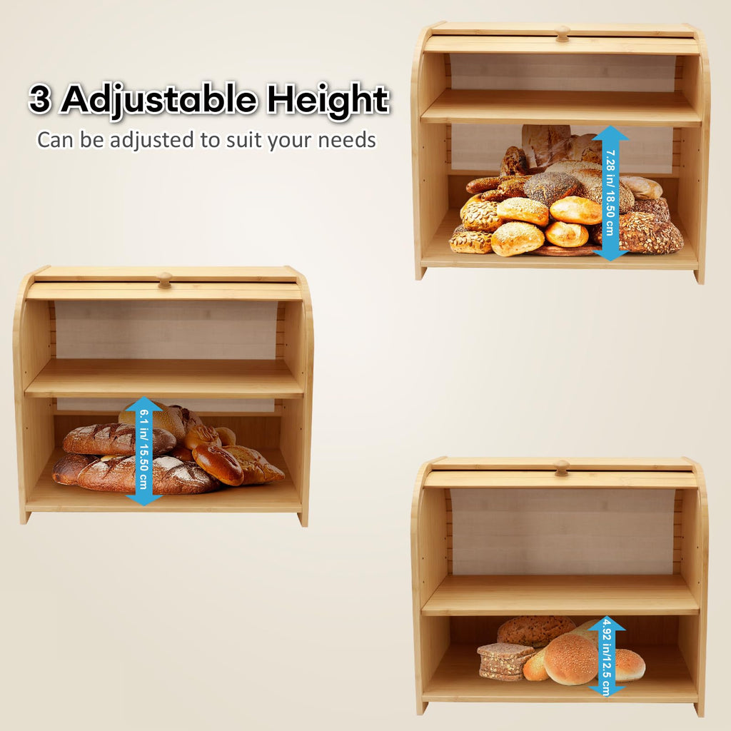 Bamboo 2-Tier Roll-Top Bread Box D631917