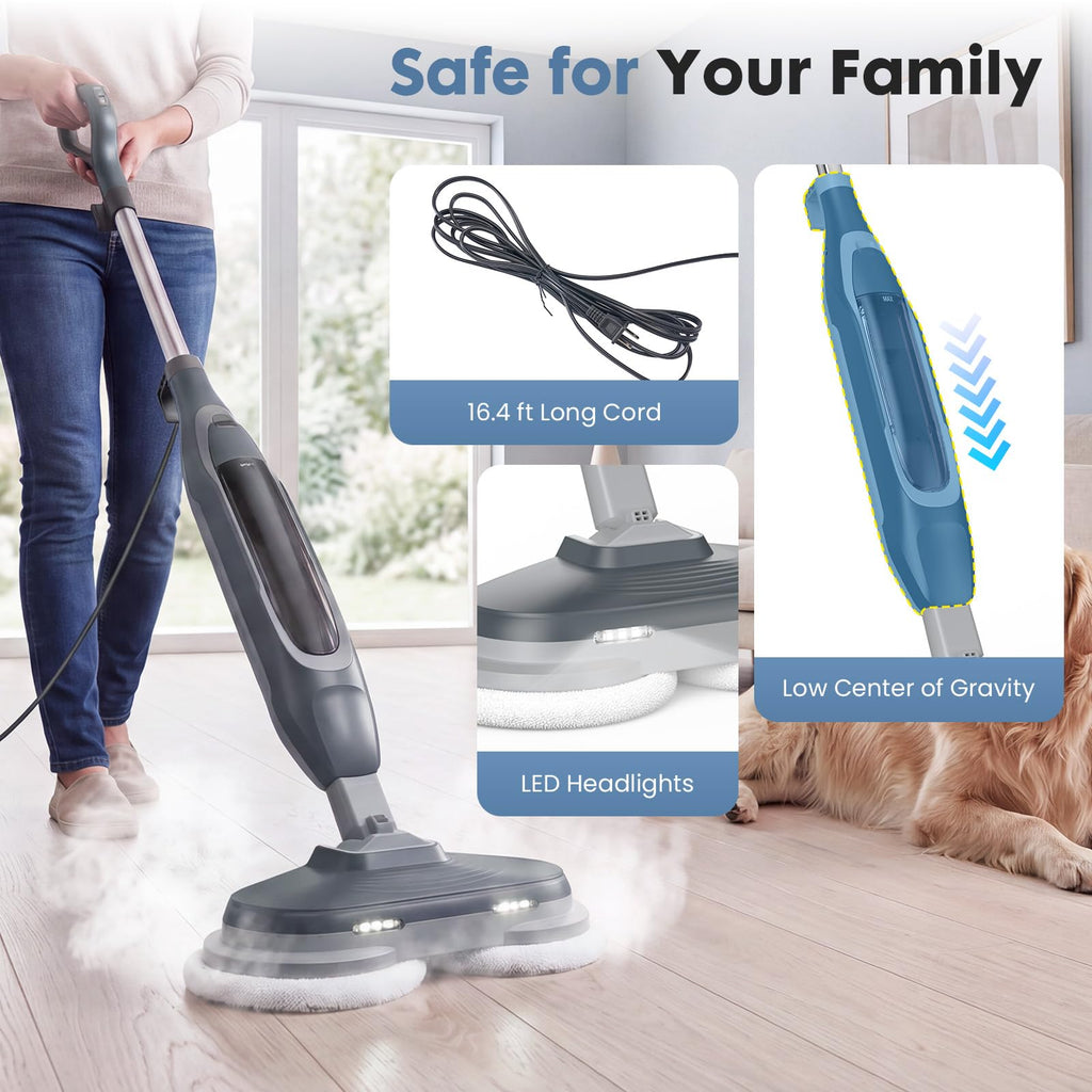 Spin Scrubbing Steam Mop, 4 Adjustable Steam Modes, Swivel Steering V508886