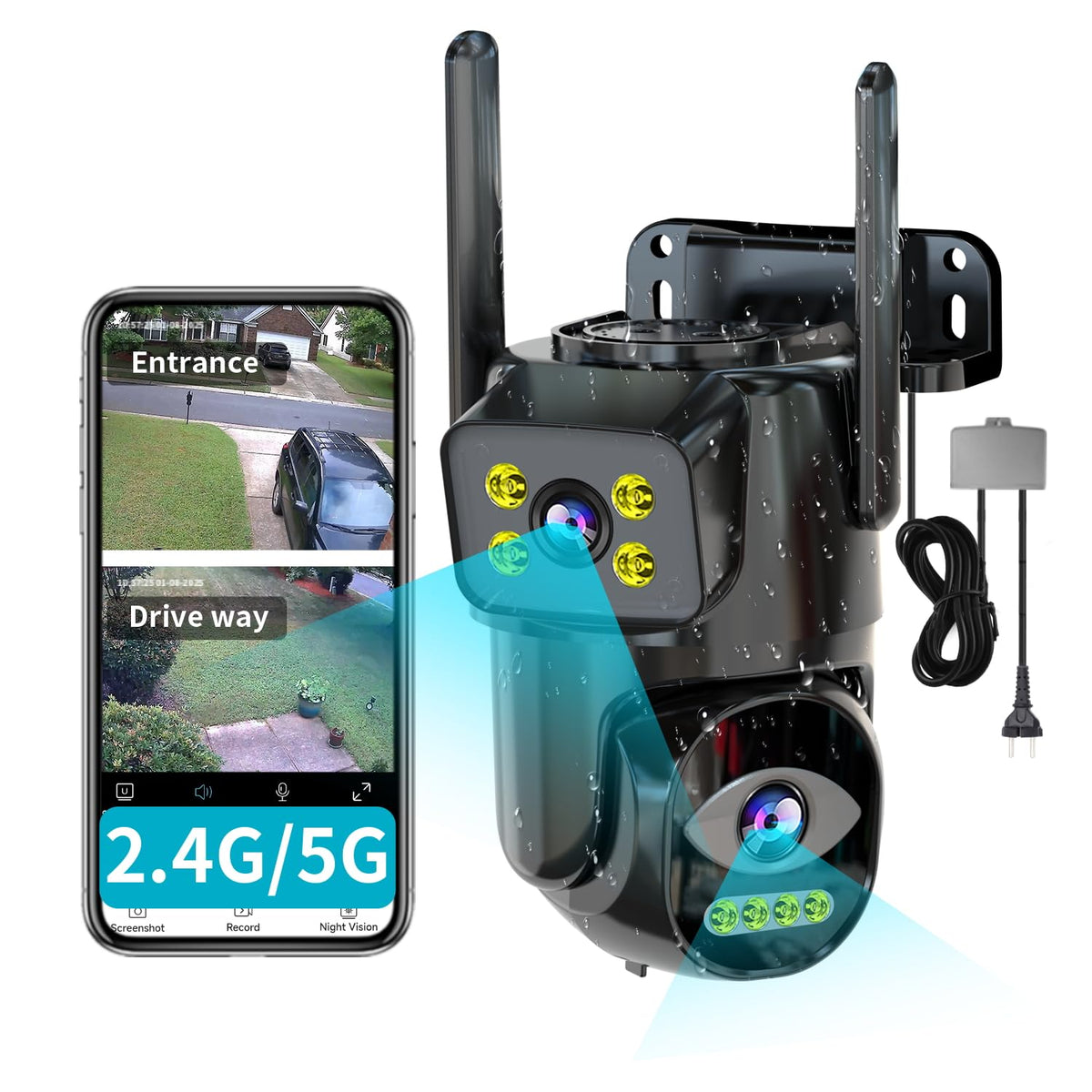 Dual Lens WiFi Security Camera Outdoor C596789