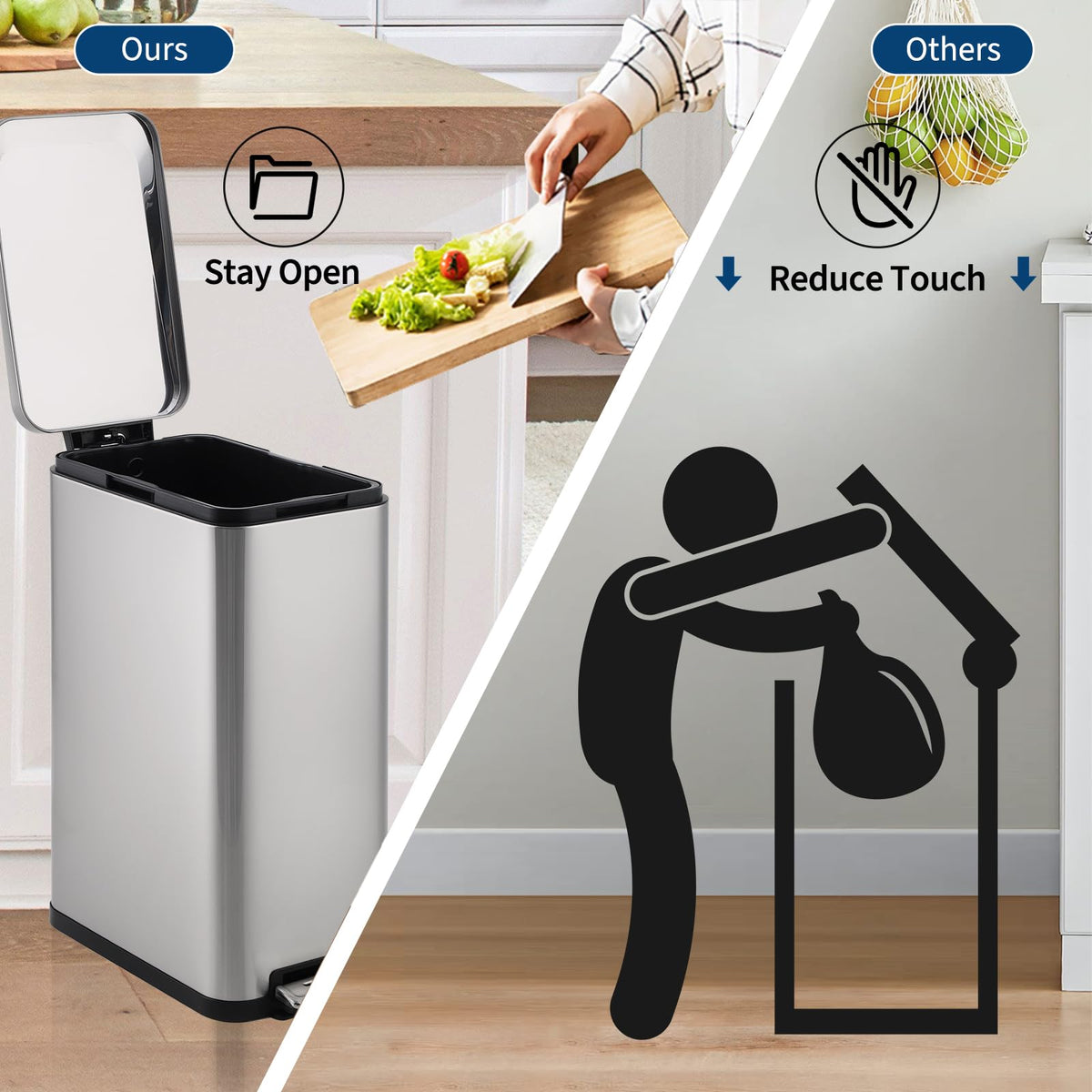 13.2 Gallon Stainless Steel Step Trash Can D2221