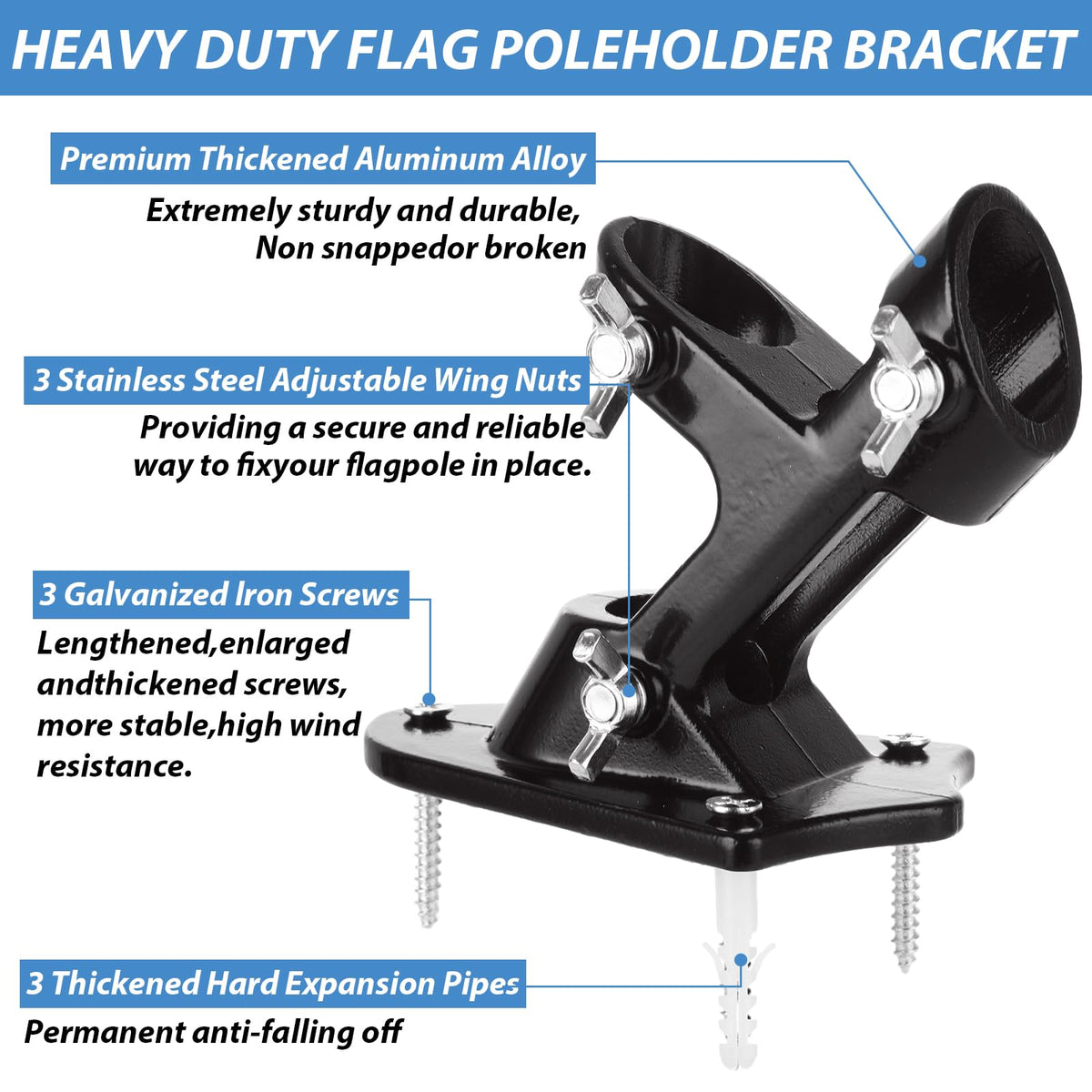 4 Pack Aluminum Flag Pole Holder Brackets 1 inch V958165
