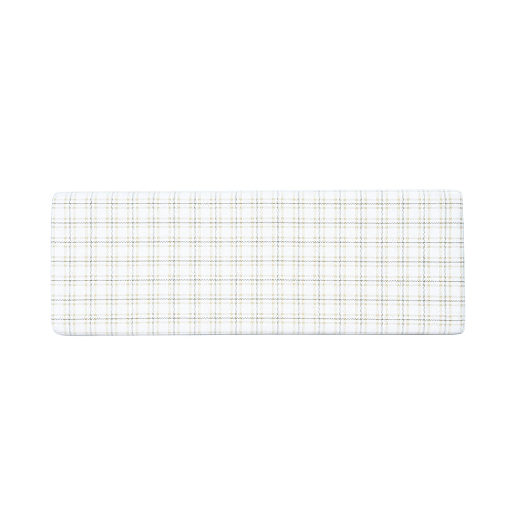 Natural Plaid Woven Fabric Bench Y592