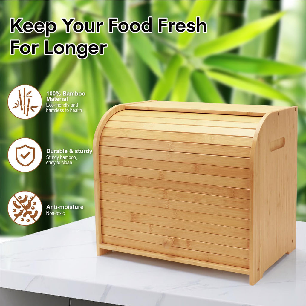 Bamboo 2-Tier Roll-Top Bread Box D631917