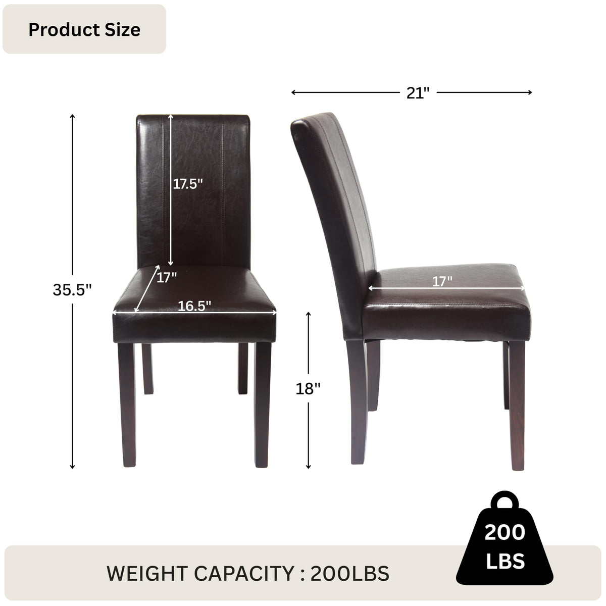 Black Leatherette Parson Chair Set of 2 L4382