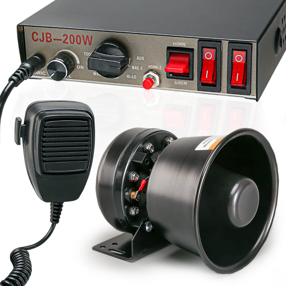 12V 200W Emergency Siren PA System with Handheld Microphone T57249