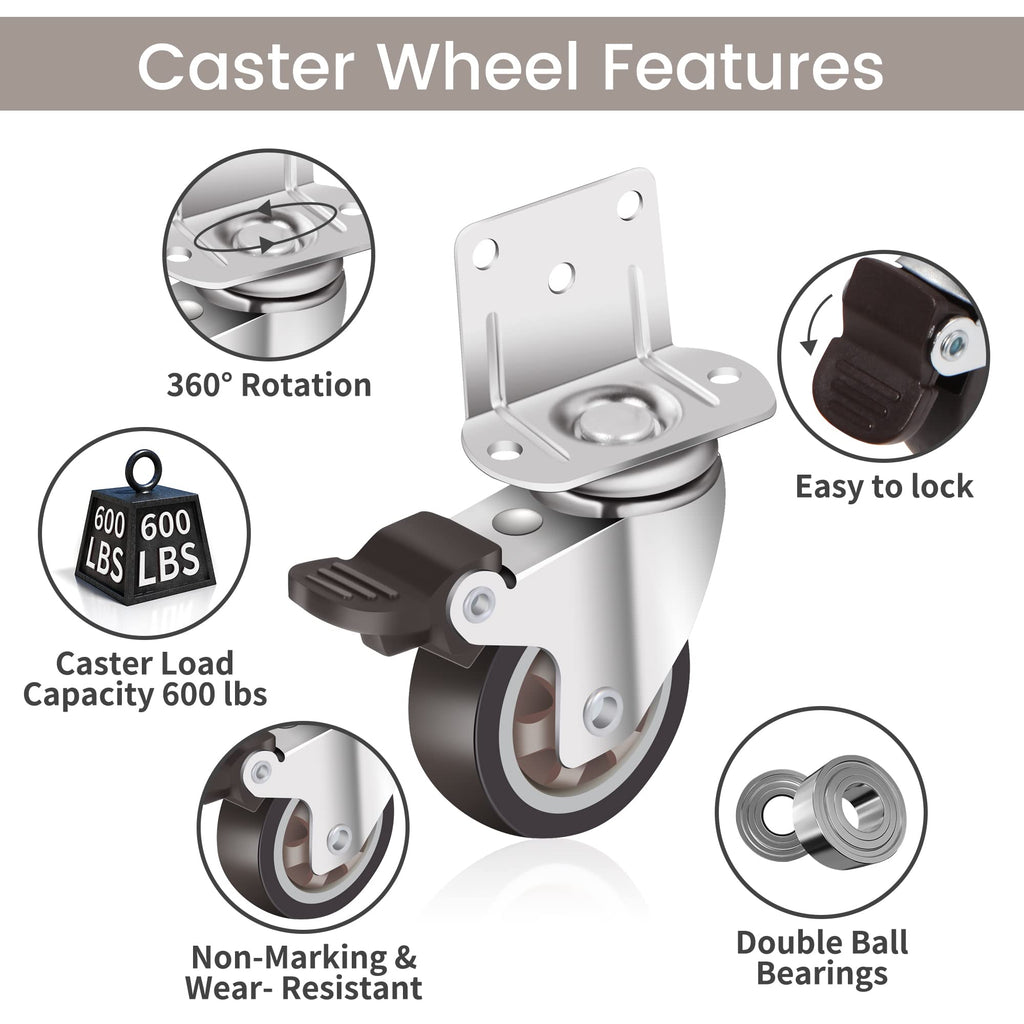 2 Inch L-Shaped Rubber Caster Set of 4 Q39882